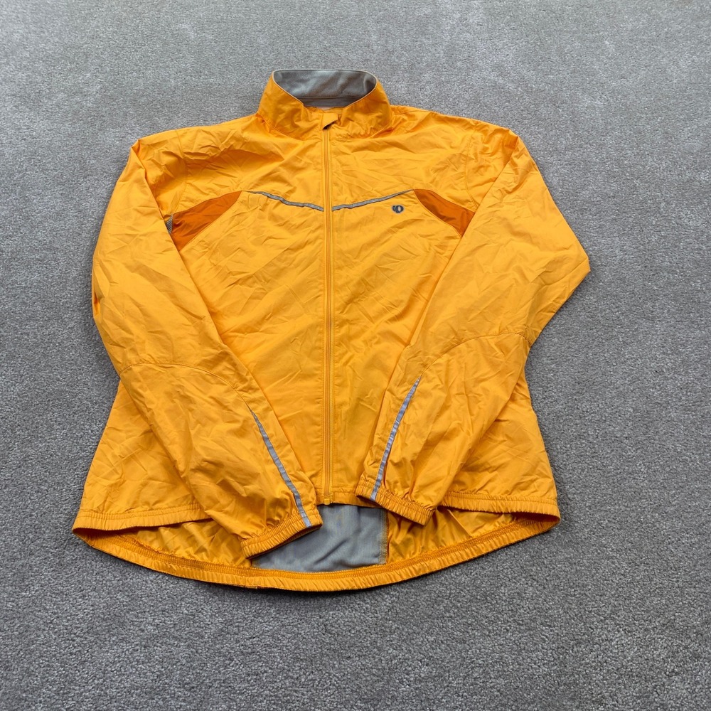 Pearl Izumi Cycling Jacket Womens Medium Orange Reflective Full Zip Windbreaker